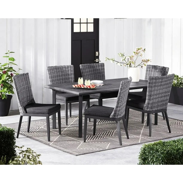 Hometrends Asteri 7 Piece Dining Set, Outdoor Patio Dining Sets,  Grey/Black