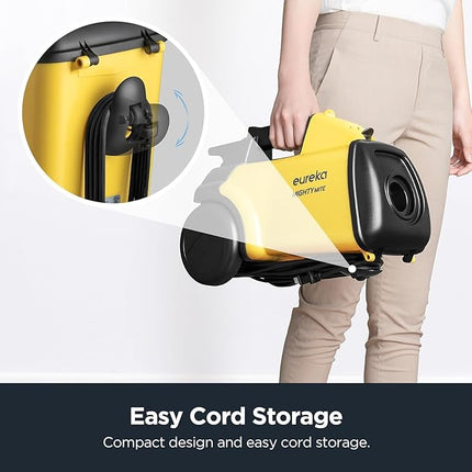 Eureka Mighty Mite 3670G Corded Canister Vacuum Cleaner Bagged for Carpets and Hard floors,Pet,Yellow w/ 2 Dust Bags
