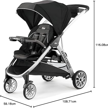 Chicco BravoFor2 Double Stroller Stand/Sit, Iron