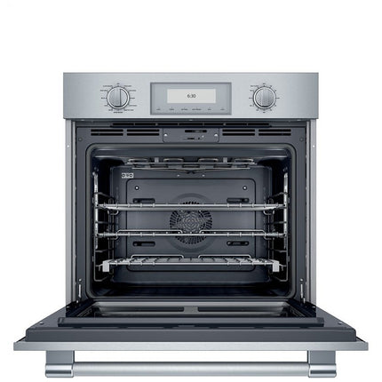 Thermador Professional Series PO301W Single Wall Oven, 30 inch Exterior Width, True Convection, Self Clean, 4.5 cu. ft. Capacity, Temperature Probe, Wifi Enabled, Stainless Steel colour Telescopic Gliding Extension Rack, True European Convection