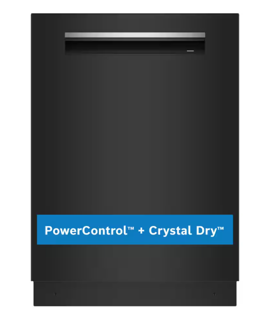 Bosch 800 Series 24 in. Black Top Control Tall Tub Pocket Handle Dishwasher with Stainless Steel Tub, 42 dBA, SHP78CM6N  Black Noir